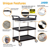 3 tiers Shelving Utility cart Service cart Medical cart with drawers Black (US stock)