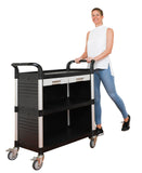 3 tiers Cabinet Service Utility carts Rolling cart with ABS drawers - JaboeEuip 3 tiers Shelving Office Rolling Utility cart Service cart Rolling cart