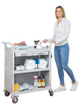 3 Tier Med Hospital cart Dental cart with cabinet & drawers - JaboeEuip 3 tiers Shelving Office Rolling Utility cart Service cart Rolling cart