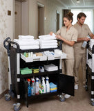 3 Shelf Lockable Utility Cart Medical Cart with Drawers, 606 lbs load (US Stock) - JaboeEuip