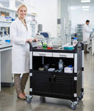 3 Shelf Lockable Utility Cart Medical Cart with Drawers, 606 lbs load (US Stock) - JaboeEuip
