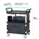 3 Shelf Lockable Utility Cart Medical Cart with Drawers, 606 lbs load (US Stock) - JaboeEuip