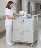 Lockable Cabinet Medical cart with 2 lockable doors 35.43 x 19.7" (US stock) - JaboeEuip