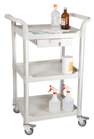 JBGS-3K-1, 3 tiers Small plastic utility cart+ ABS drawer(one handle only), Off-white