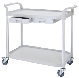 JBLG-2K, LARGEST 2 Shelf Hospital cart with drawers, Off-white