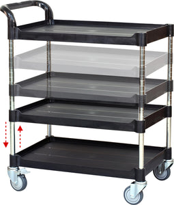 JB-103, Height-Adjustable 3 tiers Shelving Utility carts, 2 Handles, Black (US Stock)