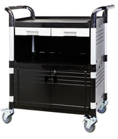 3 Shelf Lockable Utility Cart Medical Cart with Drawers, 606 lbs load (US Stock)