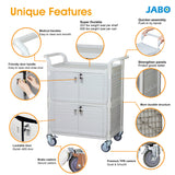 Lockable Cabinet Hospital carts Med cart with 2 lockable doors - JaboeEuip 3 tiers Shelving Office Rolling Utility cart Service cart Rolling cart