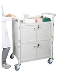 Lockable Cabinet Hospital carts Med cart with 2 lockable doors - JaboeEuip 3 tiers Shelving Office Rolling Utility cart Service cart Rolling cart