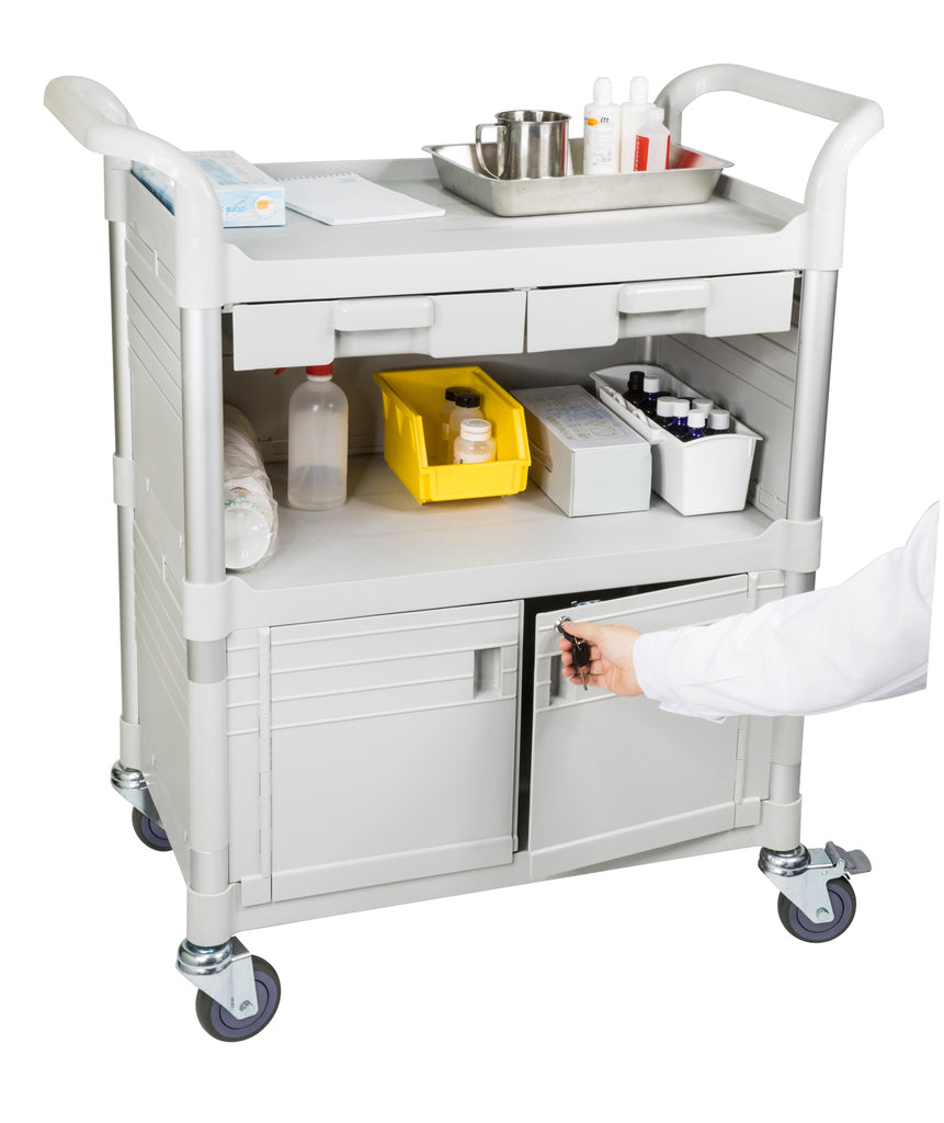 Lockable Medical cart with Lockable door and drawers, 606 lbs (US Stoc