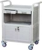 3 Shelf Lockable Utility Cart Medical Cart with Drawers, 606 lbs load (US Stock)