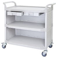 LARGEST 3 Shelf Hospital cart Medical cart with cabinet & drawers, Off-white ( US Stock)
