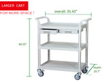 JBG-3K, 3 tiers Shelving Medical carts with ABS drawers, off-white - JaboeEuip 3 tiers Shelving Office Rolling Utility cart Service cart Rolling cart