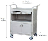 Lockable Medical carts with lockable door and drawers, 606 lbs - JaboeEuip 3 tiers Shelving Office Rolling Utility cart Service cart Rolling cart